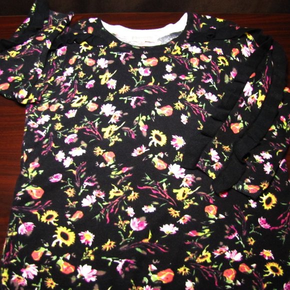 Philosophy Black Floral Sweater Ruffle Sleeve Detail Sz Small - Picture 2 of 12